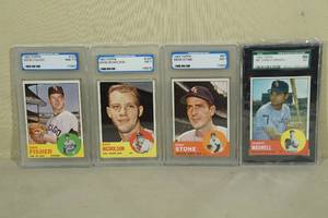lot 53 image: 4 Graded 1963 Topps Chicago White Sox Cards - Fisher, Stone, Maxwell
