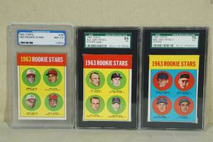 lot 50 image: 3 Graded 1963 Topps Rookie Stars Cards - Culp, Peters, McNally