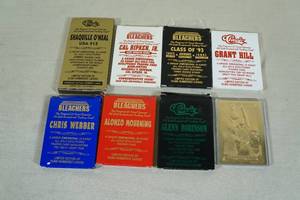 lot 109 image: Classic 23K Gold Plated Cards - Shaq, Ripken, Mourning, Webber