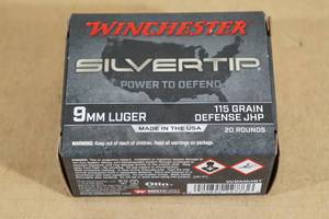 lot 64 image: 20 Winchester Silvertip 9mm Luger 115 Gr Defense JHP Ammo