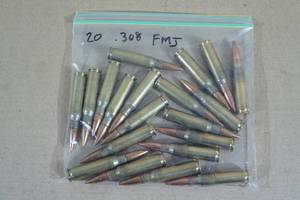 lot 96 image: 20 Reloaded .308 Win FMJ Ammo