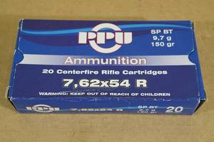 lot 103 image: 20 PPU 7.62 x 54R 150 Gr SP BT Ammo