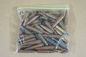 lot 113 image: 59 Rounds of Mixed 7.62 x 39 Ammo - Some Reloads