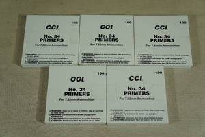 lot 137 image: 500 CCI No 34 Primers for 7.62mm Ammunition