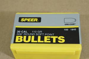 lot 150 image: 100 Speer 30 Cal .308 110 Gr Round SP Bullets