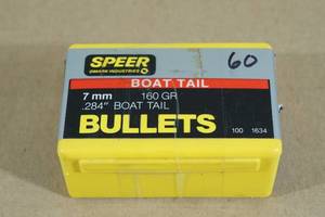 lot 167 image: 60 Speer 7mm .284 160 Gr Boat Tail Bullets