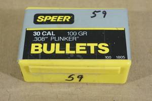 lot 168 image: 59 Speer 30 Cal .308 100 Gr Plinker Bullets