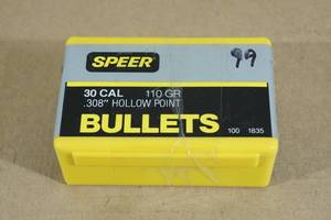 lot 170 image: 99 Speer 30 Cal .308 110 Gr HP Bullets