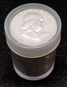 ROLL OF (20) US 90% SILVER FRANKLIN HALF DOLLARS MIXED DATES