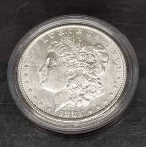 1881-O MORGAN SILVER DOLLAR UNC IN AIRTITE
