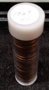 BU ROLL OF 1969 US CENTS 50 COINS