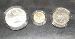 US MINT WWII ANNIVERSARY 3 COIN GOLD & SILVER SET .24 OZ GOLD INCLUDED