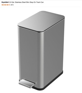lot 15 image: Comfort Zone 1,500-Watt IndoorOutdoor Stainless Steel Electric Patio Heater & StyleWell 2.6 Gal. Stainless Steel Slim Step-On Trash Can. See Pictures