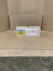 lot 19 image: Progress Lighting Replay Collection 3-Light Polished Nickel Etched White Glass Modern Bath Vanity Light. See Pictures