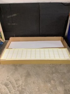 lot 21 image: Oriental Furniture 6 ft. Ivory Window Pane 6-Panel Room Divider. See Pictures