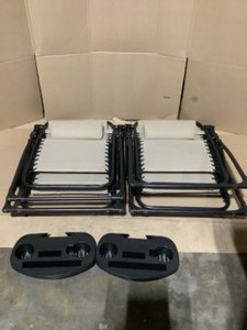 lot 22 image: Unbranded Premier Metal Outdoor Patio Recliner Gravity Chairs (2-Pack). See Pictures