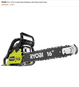 lot 33 image: (2) RYOBI 16 in. 37cc 2-Cycle Gas Chainsaw with Heavy-Duty Cases. See Pictures