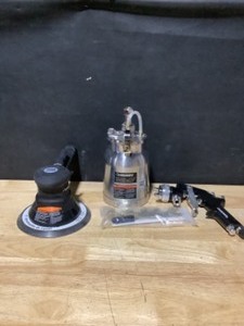 lot 37 image: Husky 6 in. Dual Action Sander & Husky Siphon Feed Spray Gun. See Pictures