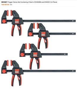 lot 38 image: (2) BESSEY Trigger Clamp Set Containing 2 Each of EHKM06 and EHKM12 (4-Piece). See Pictures