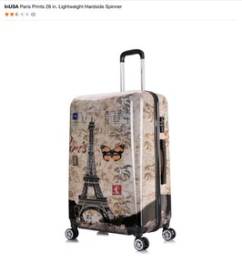lot 45 image: InUSA Paris Prints 28 in. Lightweight Hardside Spinner. See Pictures