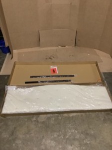 lot 47 image: StyleWell Plumridge Ivory Upholstered King Curved Back Headboard with Tufting (77.8 in W. X 57.3 in H.). See Pictures
