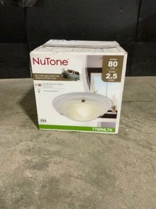 Broan-NuTone Decorative Brushed Nickel 80 CFM Ceiling Bathroom Exhaust Fan with Round Globe and Easy Change Trim. See Pictures