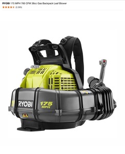 RYOBI 175 MPH 760 CFM 38cc Gas Backpack Leaf Blower. See Pictures