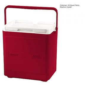 Coleman 20 Can Red Party Stacker Coolers & 120-Volt Thermoelectric Cooler Power Supply. See Pictures