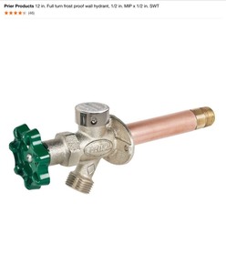 Prier Products 12 in. Full Turn Frost Proof Wall Hydrants, 12 in. MIP x 12 in. SWT & Other Plumbing Goods. Various Conditions. See Pictures