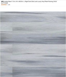 (24) Cases of MSI Lanikai Wave 7.13 in. W x 48.03 in. L Rigid Core Click Lock Luxury Vinyl Plank Flooring (19.02 sq. ft.case). See Pictures