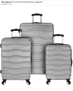 Elite Luggage Omni 3-Piece Grey Hardside Spinner Luggage Set. See Pictures