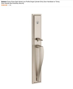Baldwin Torrey Pines Satin Nickel Low Profile Single Cylinder Entry Door Handleset, Square & Spyglass Deadbolts. See Pictures