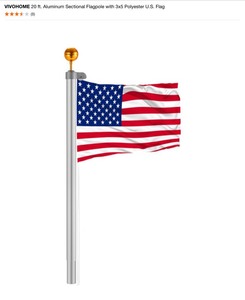 VIVOHOME 20 ft. Aluminum Sectional Flagpole with 3x5 Polyester U.S. Flag & Other Flag Accessories. See Pictures