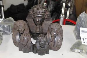 lot 180 image: Lot of (5) Egyptian Table Statues - Pharoah, Underlings