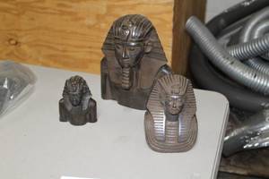 lot 186 image: Lot of (3) Egyptian Table Statues - Pharoah, Underlings