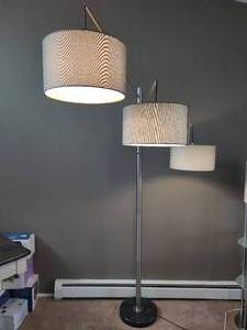 lot 9 image: Three Shade Floor Lamp with Marble Base