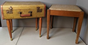 lot 56 image: Vintage Stool & Vintage Suitcase Stool - A