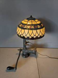 lot 34 image: Vintage OVB Meat Grinder Converted into Lamp - A