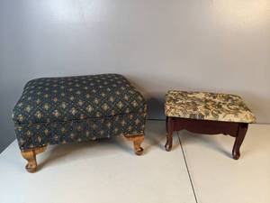 lot 37 image: Set of 2 Upholstered Footstools (One with Storage) - A