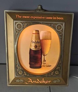 lot 27 image: Vintage Andeker Beer Lighted Sign - A
