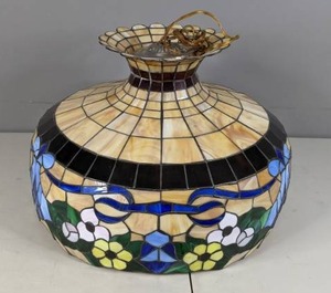 lot 06 image: Stained Glass Tiffany Style Ceiling Lamp - A