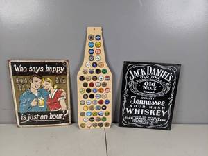 lot 15 image: Lot of 3 BeerLiquor Hanging Signs - A