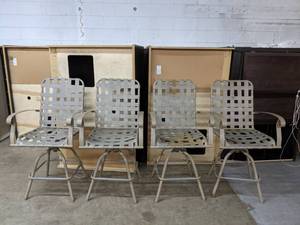 lot 90 image: Set of (4) Patio Chairs with Barstool-Style Bases - A