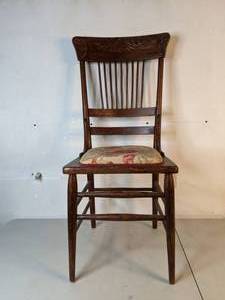 lot 91 image: Vintage Spindle Back Chair with Floral Cushion - A