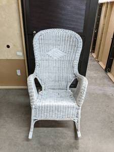 lot 97 image: White Wicker Rocking Chair - A