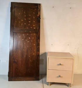 lot 98 image: Wooden Door and 2-Drawer Nightstand - A