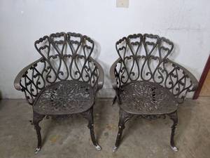 lot 70 image: Pair of Iron Patio Chairs - A