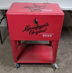 lot 200 image: Rare Vintage Leinenkugels Metal Cooler Cart - A