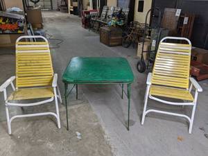 lot 230 image: Lot of Outdoor Furniture Folding Table and 2 Chairs - A