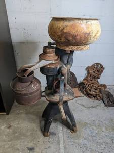 lot 156 image: Antique Dairy Cattle Cream Seperator & Milk Jug - A